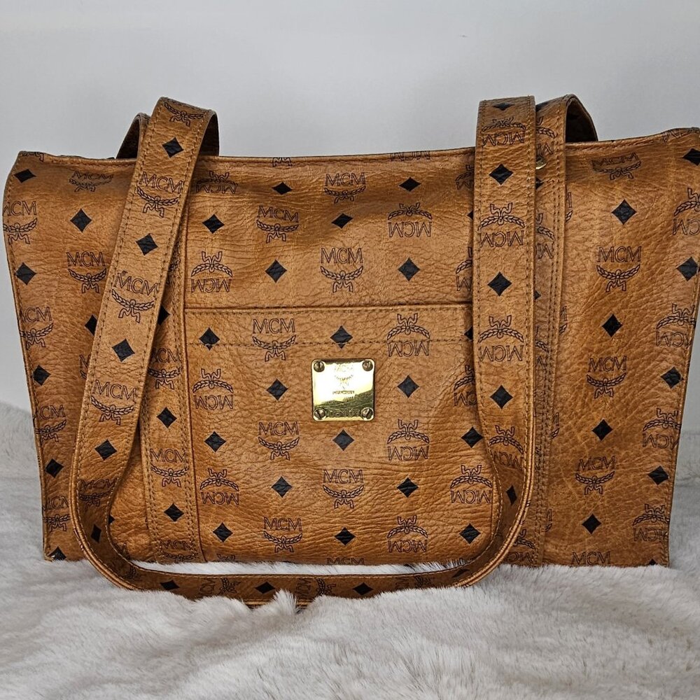 MCM Brown Visetos Shopper Bag